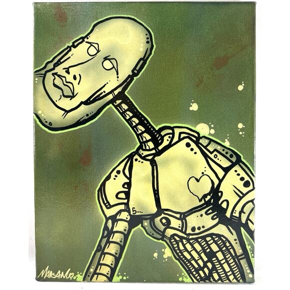Other - Matt Marsango “Chance” Original Acrylic Spray Paint Robot Figure 11x14 Signed